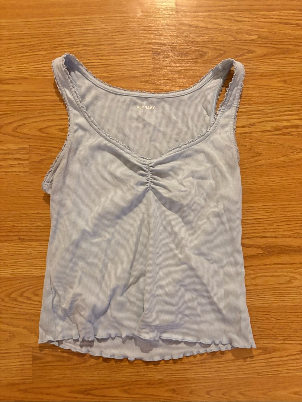 Old Navy Light Blue Ruched Scoop Ribbed Tank